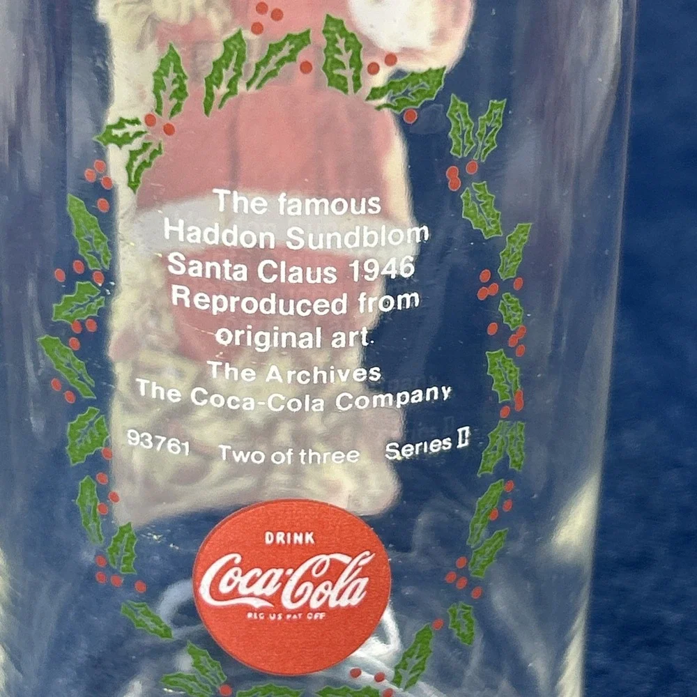 VTG Coca-Cola Haddon Sundblom Santa Claus Glasses Full Set Series II 93761